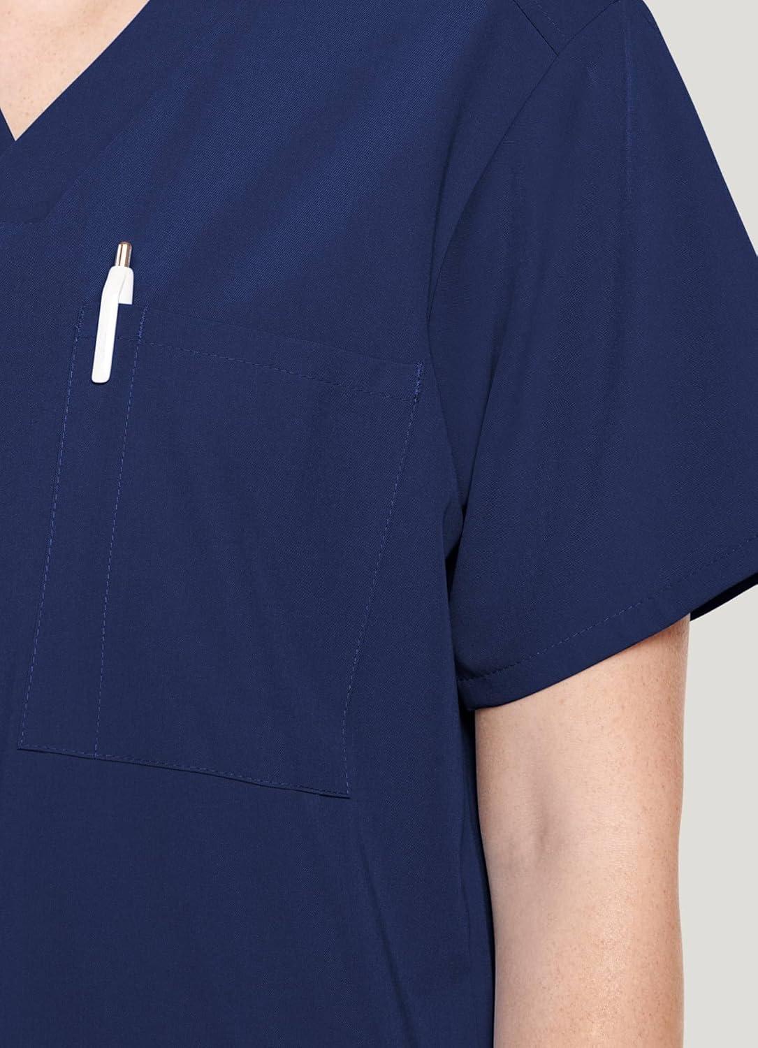 imageJockey Unisex Scrubs Classic Unisex One Pocket Stretch Scrub TopBlue