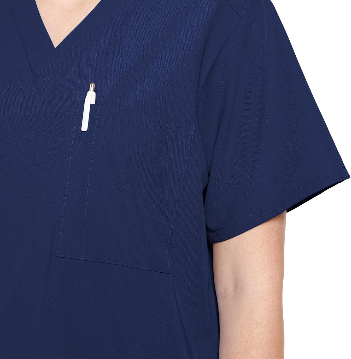 imageJockey Unisex Scrubs Classic Unisex One Pocket Stretch Scrub TopBlue