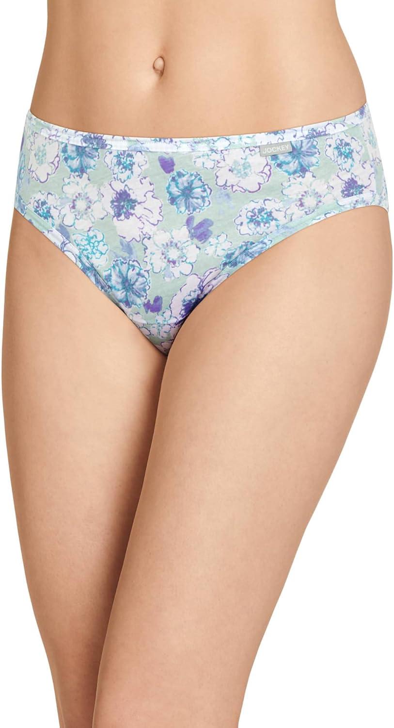 imageJockey Womens Underwear Elance Bikini 3 PackDigital LavenderDream Dot AquaFloral Clouds Aqua