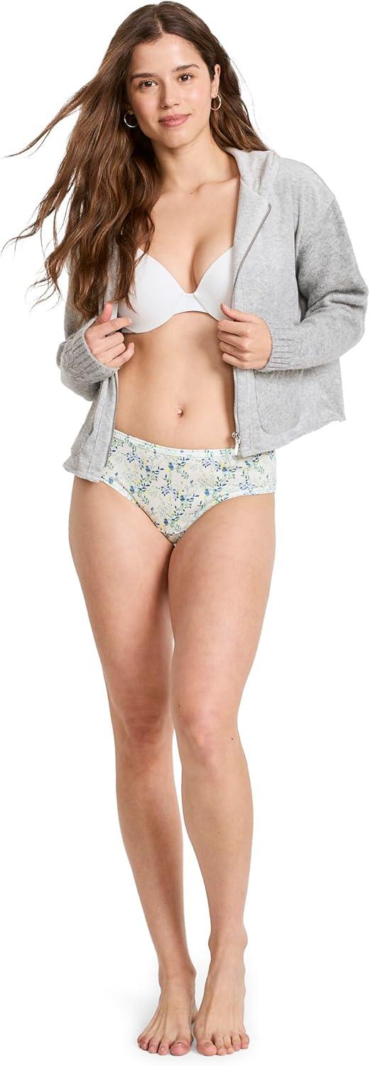 imageJockey Womens Underwear Elance Bikini 3 PackIris BlueTender Yellow StripeDainty White Florals