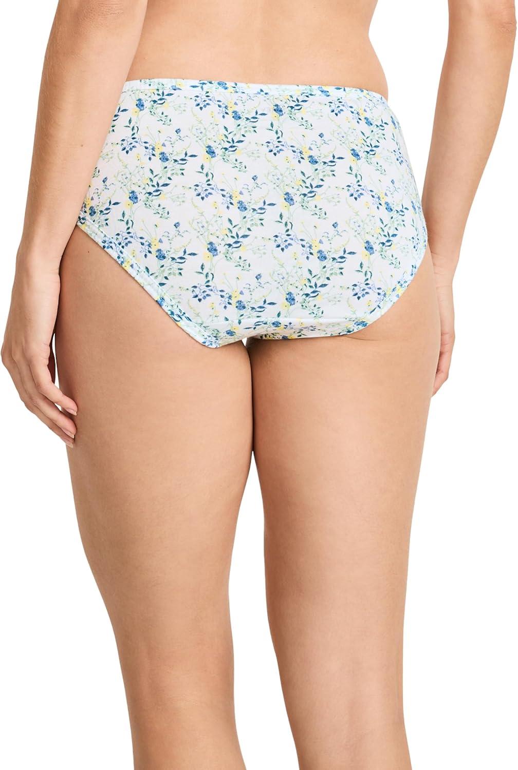 imageJockey Womens Underwear Elance Bikini 3 PackIris BlueTender Yellow StripeDainty White Florals
