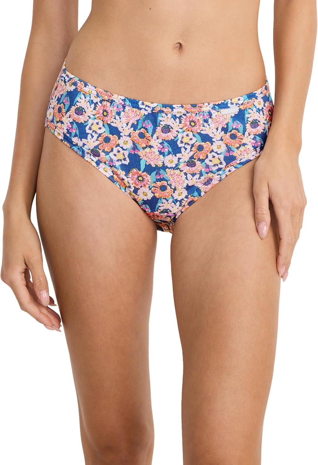 imageJockey Womens Underwear Elance Bikini 3 PackTeal SlateJoy FloralCaspian Sea