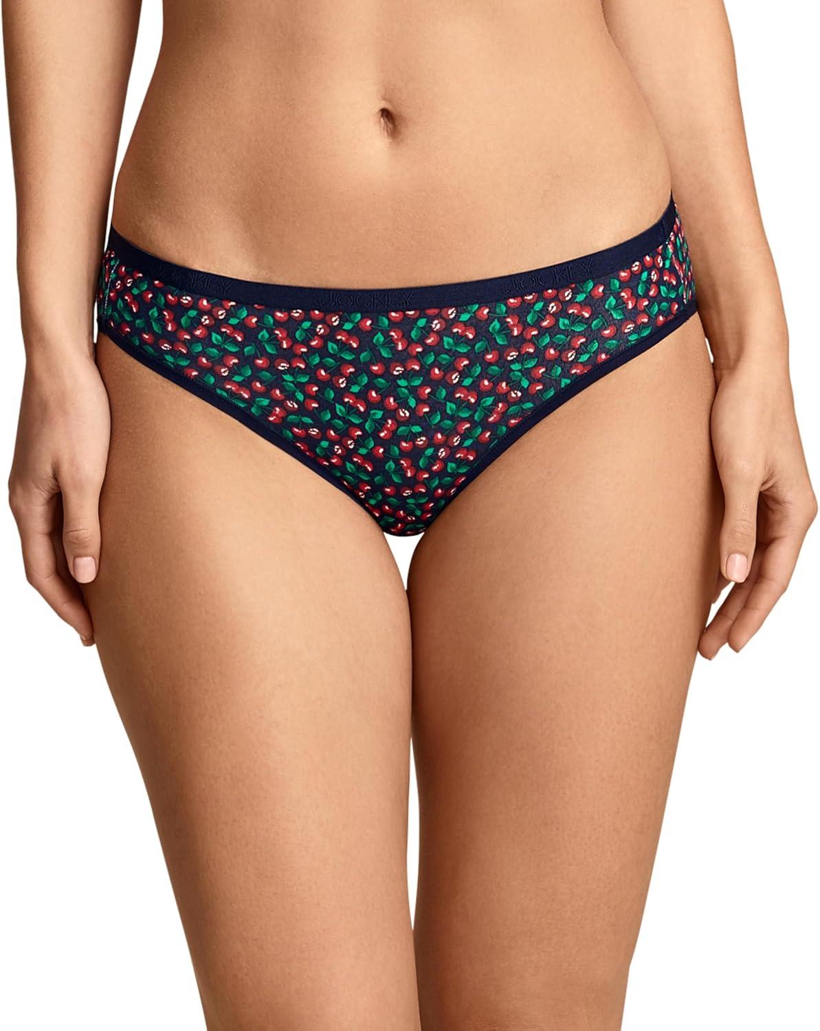 imageJockey Womens Underwear Organic Cotton Stretch Logo Bikini 3 PackFresh Cherries