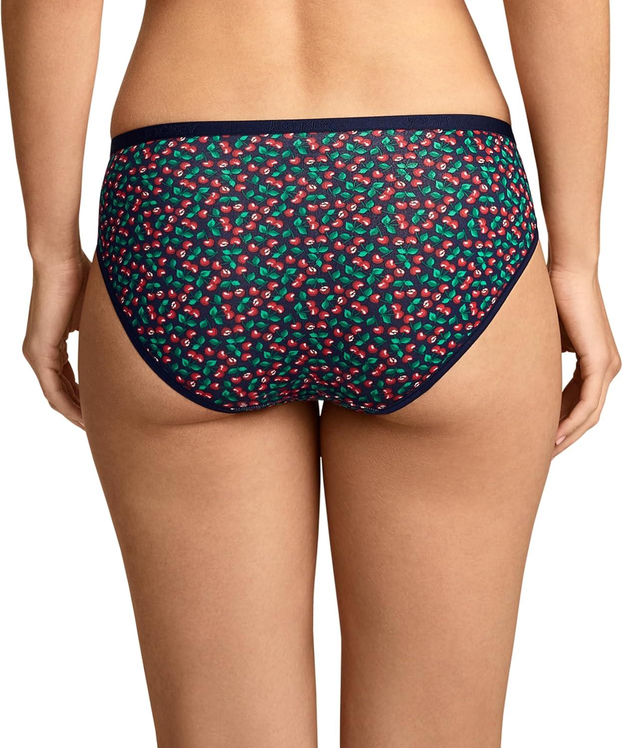 imageJockey Womens Underwear Organic Cotton Stretch Logo Bikini 3 PackFresh Cherries