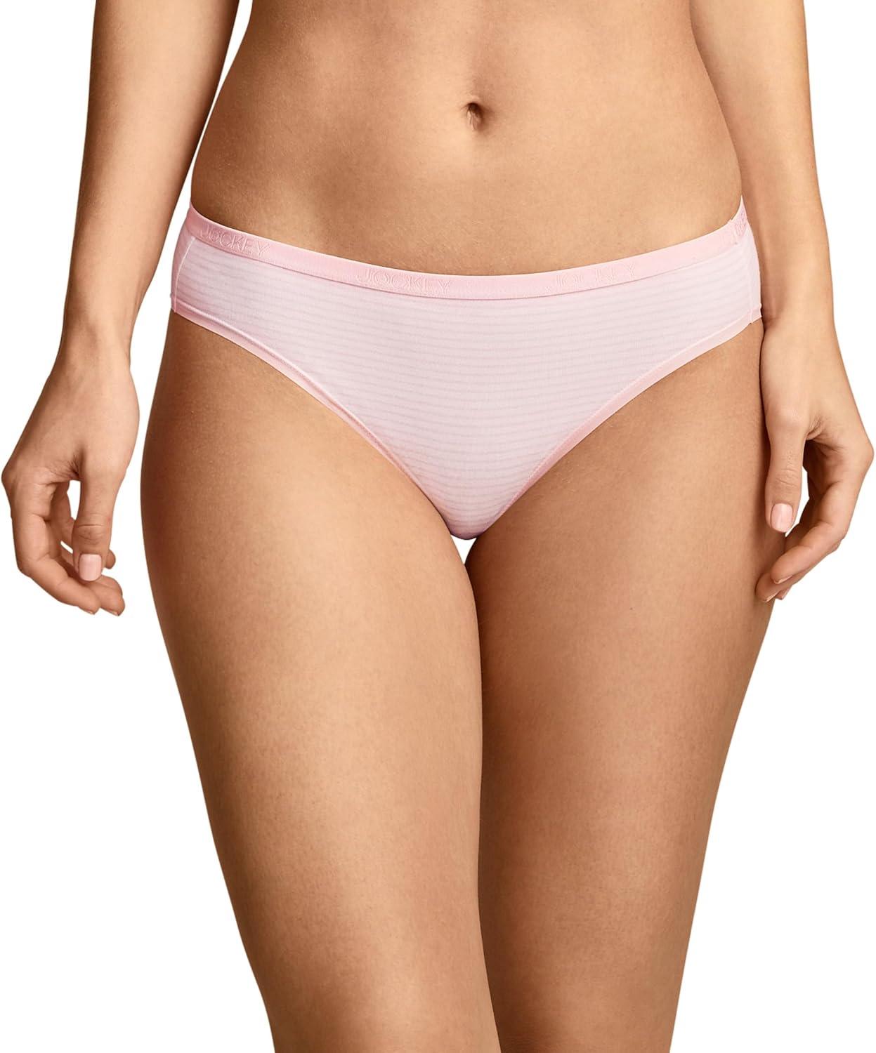 imageJockey Womens Underwear Organic Cotton Stretch Logo Bikini 3 PackTidal Blush