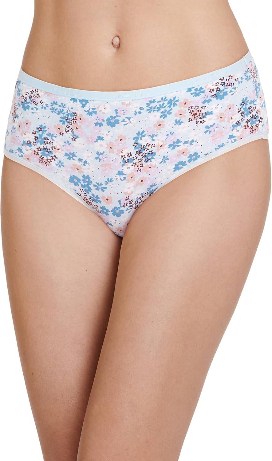 imageJockey Womens Underwear Organic Cotton Stretch Logo Hipster 3 PackInkwellDitsy Floral BlueGrey Heather