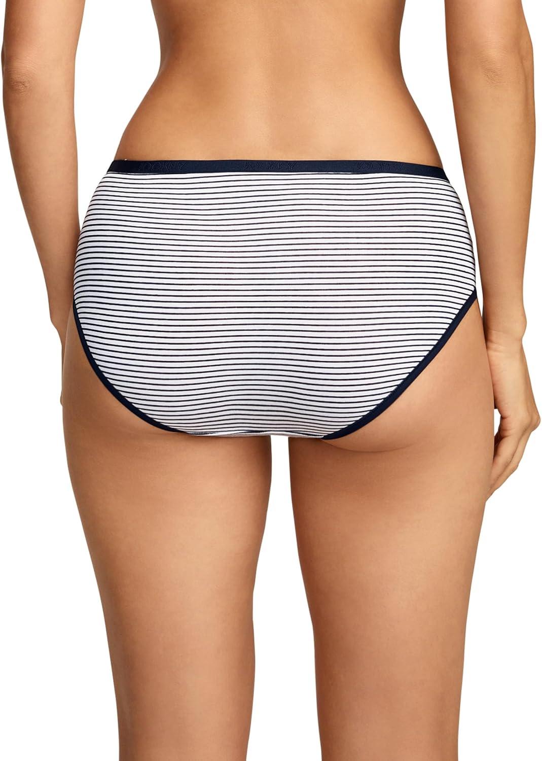 imageJockey Womens Underwear Organic Cotton Stretch Logo Hipster 3 PackJockey Stripe