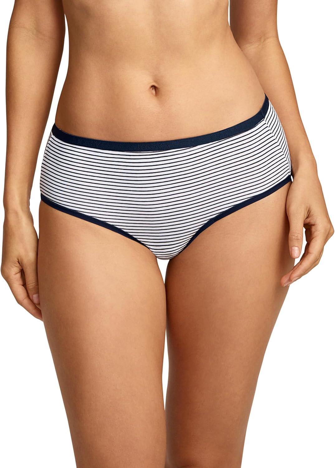 imageJockey Womens Underwear Organic Cotton Stretch Logo Hipster 3 PackJockey Stripe