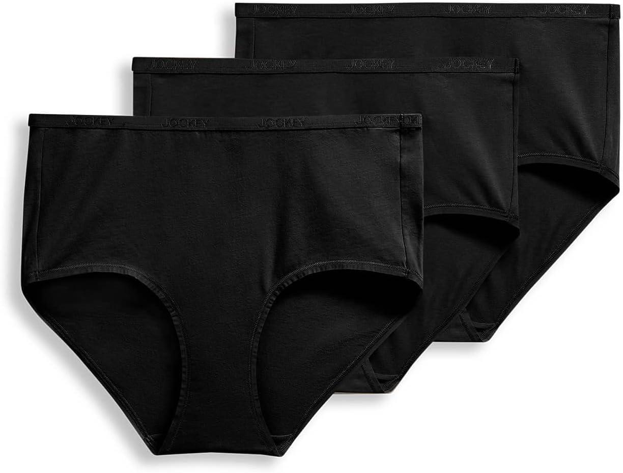 imageJockey Womens Underwear Organic Cotton Stretch Logo Modern Brief 3 PackBlack