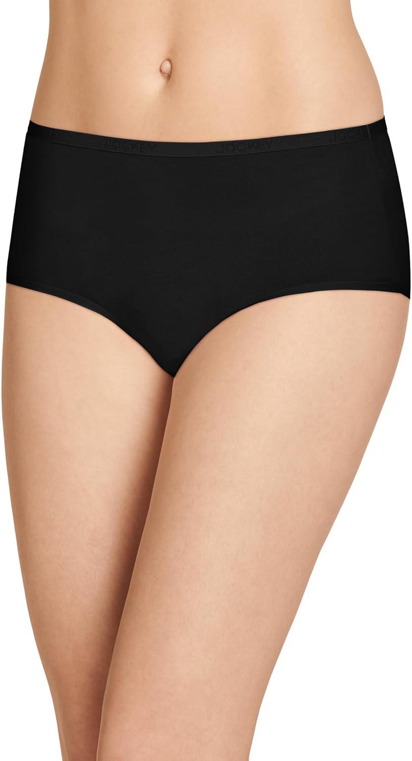 imageJockey Womens Underwear Organic Cotton Stretch Logo Modern Brief 3 PackBlack