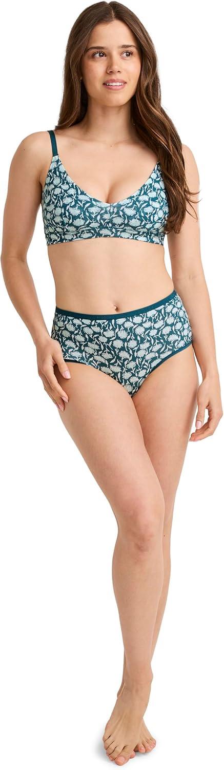imageJockey Womens Underwear Organic Cotton Stretch Logo Modern Brief 3 PackCoastline Mix