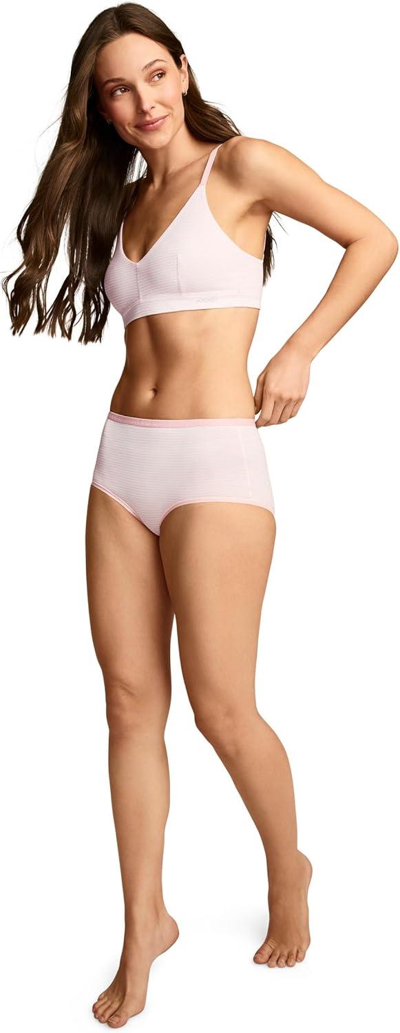 imageJockey Womens Underwear Organic Cotton Stretch Logo Modern Brief 3 PackTidal Blush