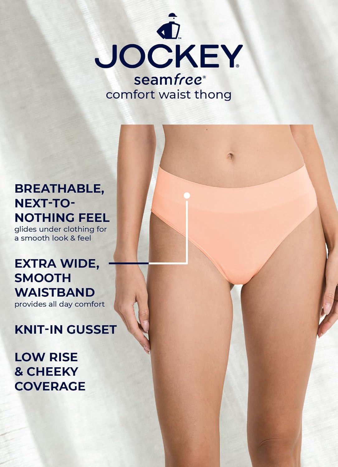 imageJockey Womens Underwear Seamfree Comfort Waist ThongAlmond
