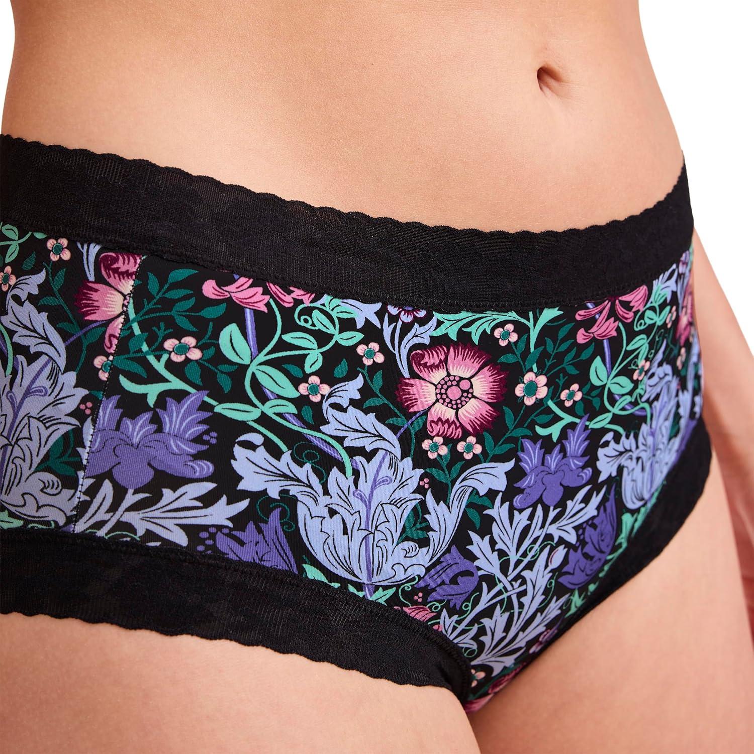 imageJockey Womens Underwear Soft Stretch Lace Microfiber BriefBlack Nouveau Garden