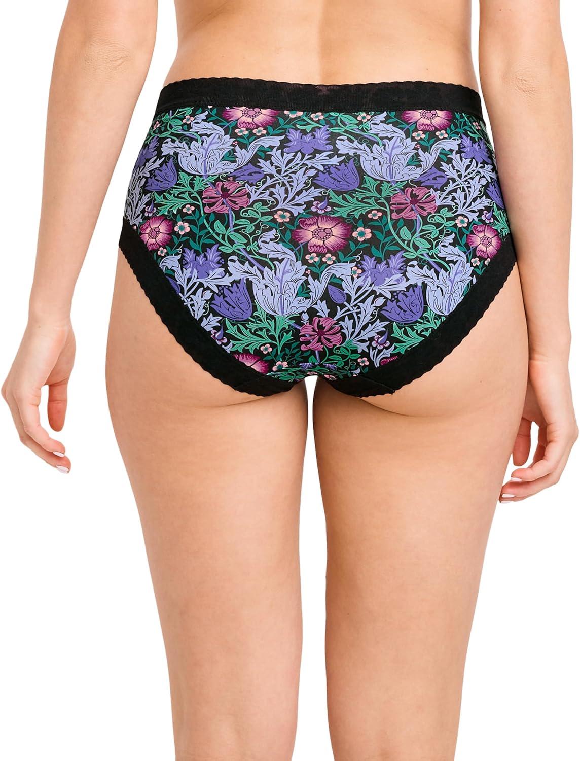 imageJockey Womens Underwear Soft Stretch Lace Microfiber BriefBlack Nouveau Garden