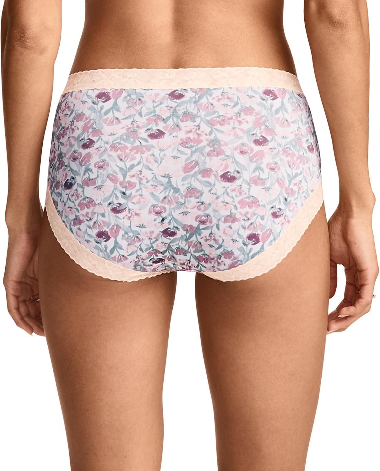 imageJockey Womens Underwear Soft Stretch Lace Microfiber BriefFlower Field