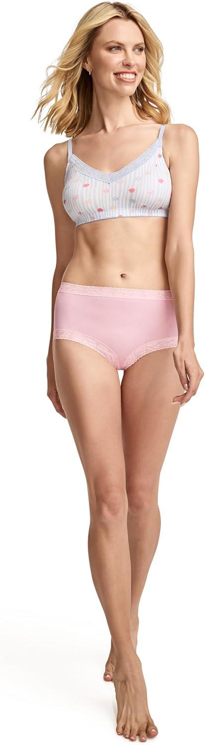imageJockey Womens Underwear Soft Stretch Lace Microfiber BriefPink Shadow