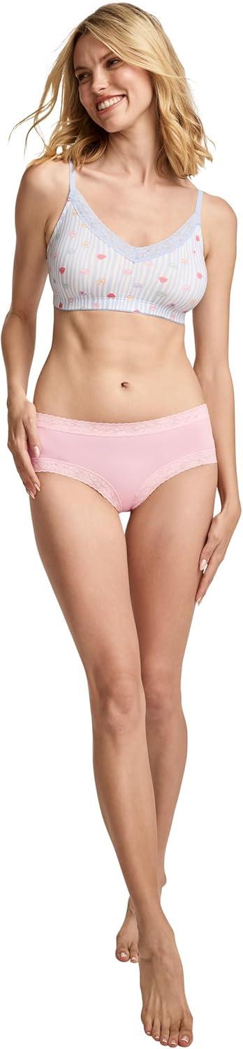 imageJockey Womens Underwear Soft Stretch Lace Microfiber HipsterPink Shadow