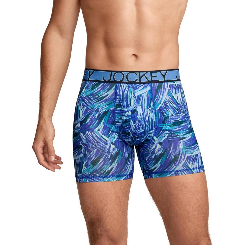 imageJockey Mens Underwear Active Microfiber 5 Boxer BriefAbstract Wave