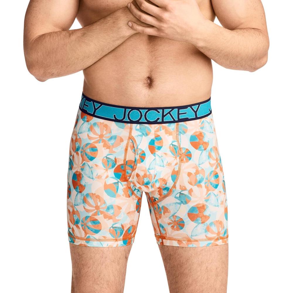 imageJockey Mens Underwear Active Microfiber 5 Boxer BriefBeach Toss
