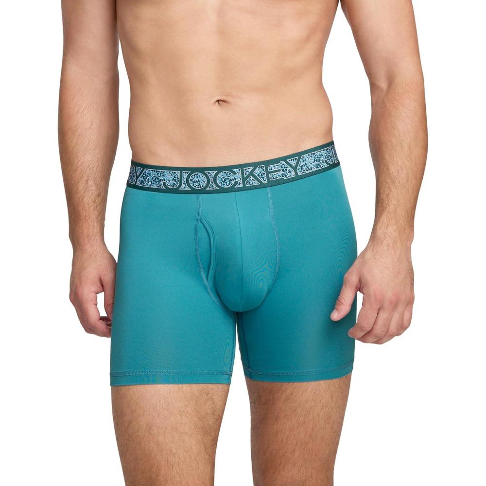 imageJockey Mens Underwear Active Microfiber 5 Boxer BriefEmpress Teal