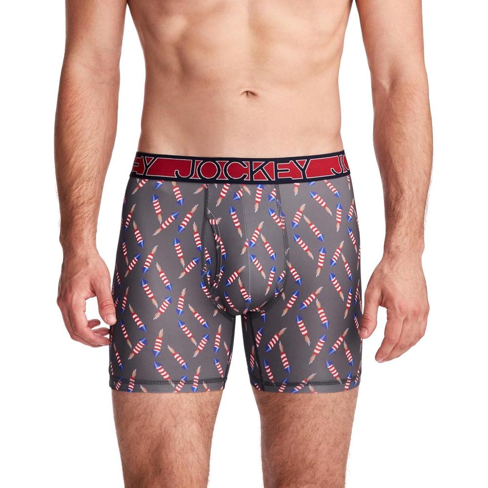 imageJockey Mens Underwear Active Microfiber 5 Boxer BriefFirecracker