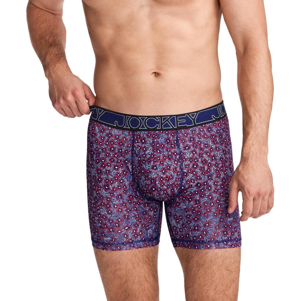 imageJockey Mens Underwear Active Microfiber 5 Boxer BriefFlower Spark