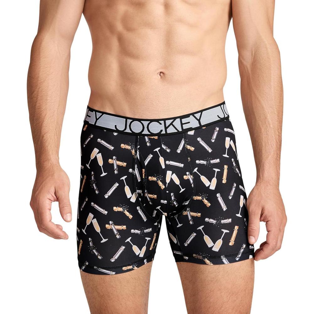 imageJockey Mens Underwear Active Microfiber 5 Boxer BriefHoliday Poppers