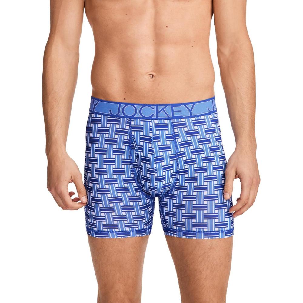 imageJockey Mens Underwear Active Microfiber 5 Boxer BriefLawn Weave