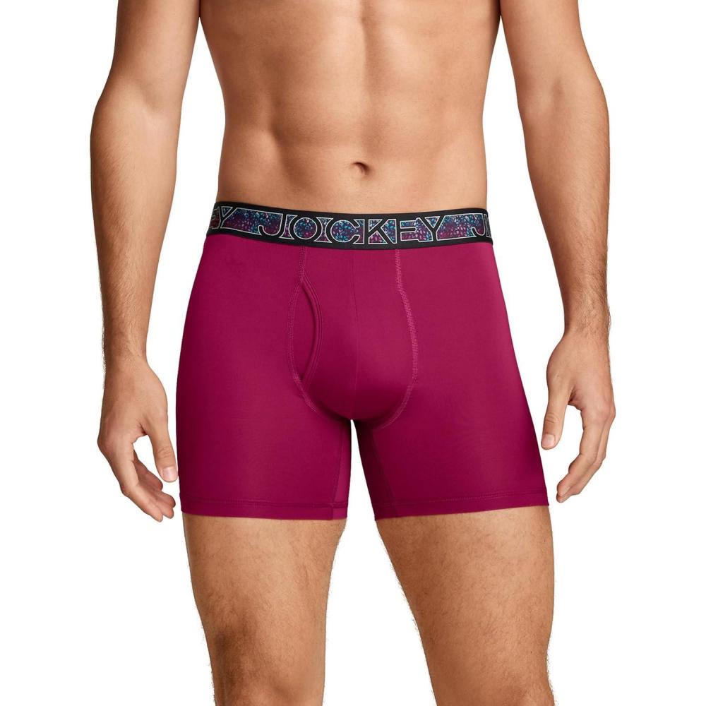 imageJockey Mens Underwear Active Microfiber 5 Boxer BriefMajestic Berry