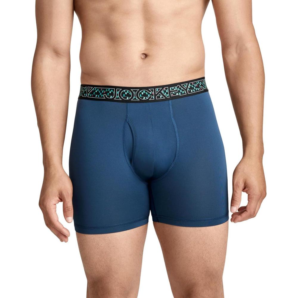 imageJockey Mens Underwear Active Microfiber 5 Boxer BriefNocturne Blue