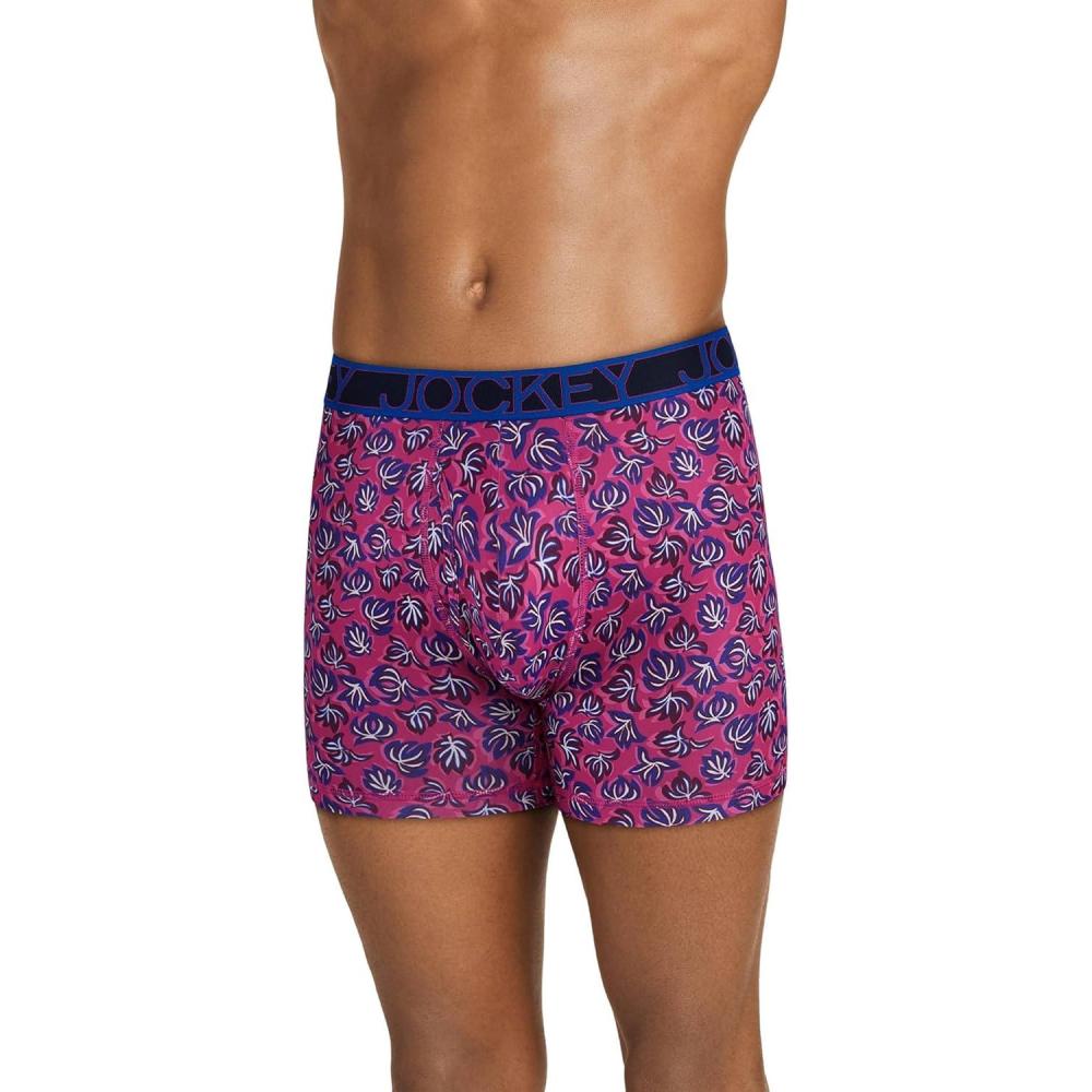 imageJockey Mens Underwear Active Microfiber 5 Boxer BriefPlayful Fronds