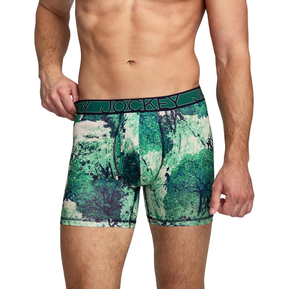 imageJockey Mens Underwear Active Microfiber 5 Boxer BriefVivid Foliage