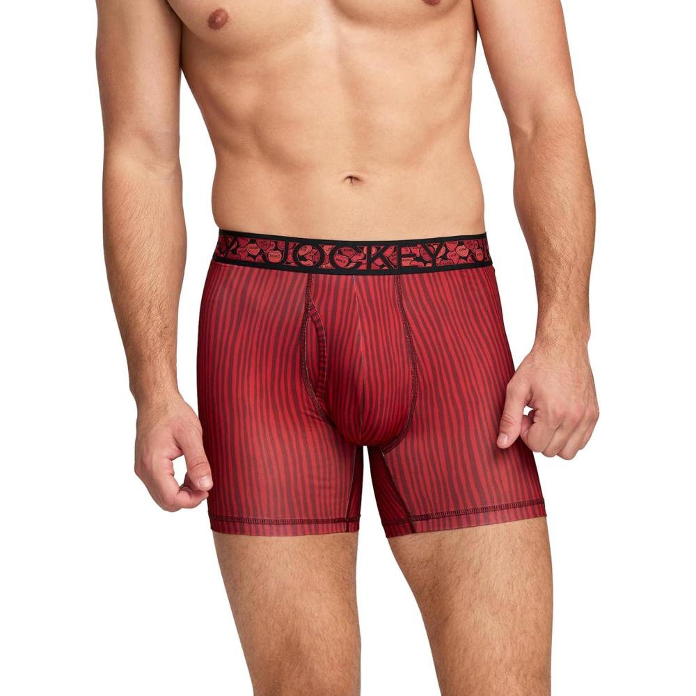 imageJockey Mens Underwear Active Microfiber 5 Boxer BriefWavering Red