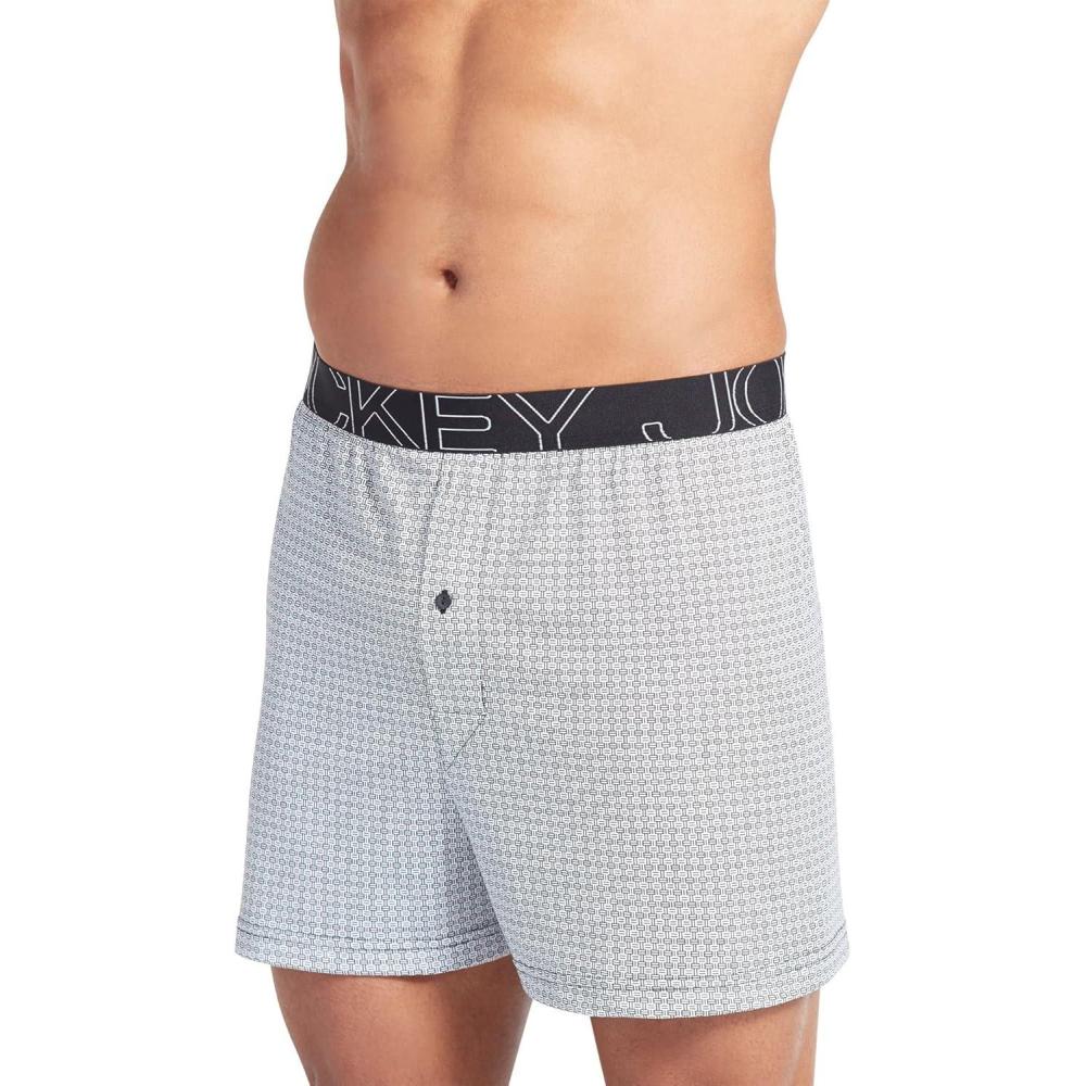 imageJockey Mens Underwear ActiveBlend Knit 5 BoxerBlack and White Grid