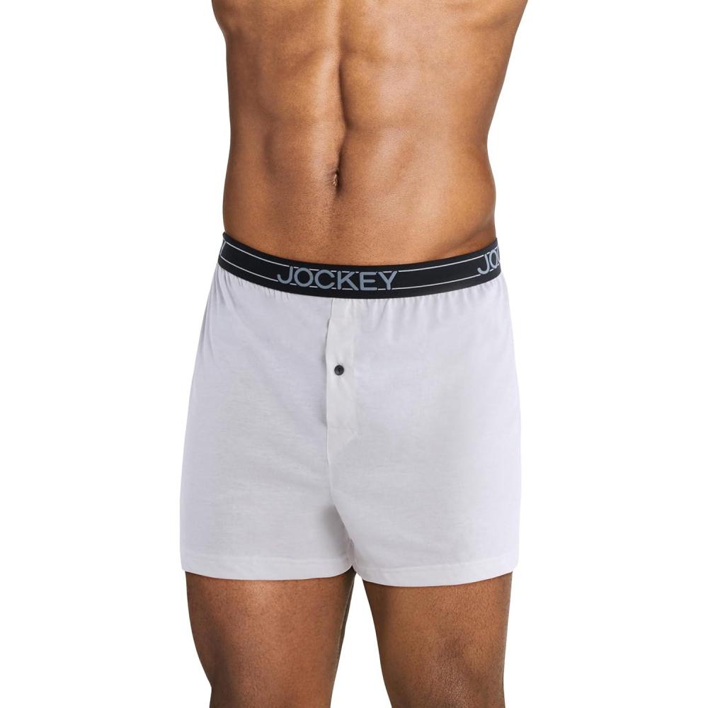 imageJockey Mens Underwear ActiveBlend Knit 5 BoxerDiamond White