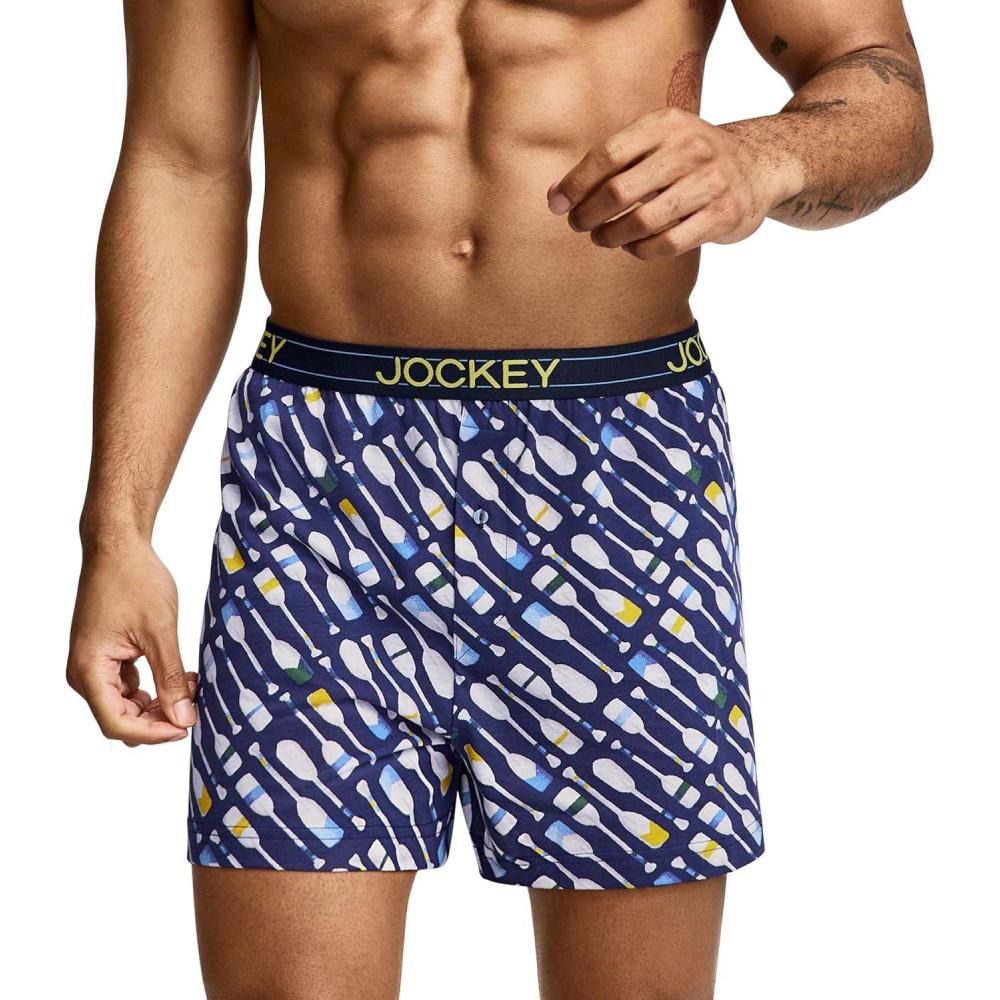 imageJockey Mens Underwear ActiveBlend Knit 5 BoxerNavy Geo