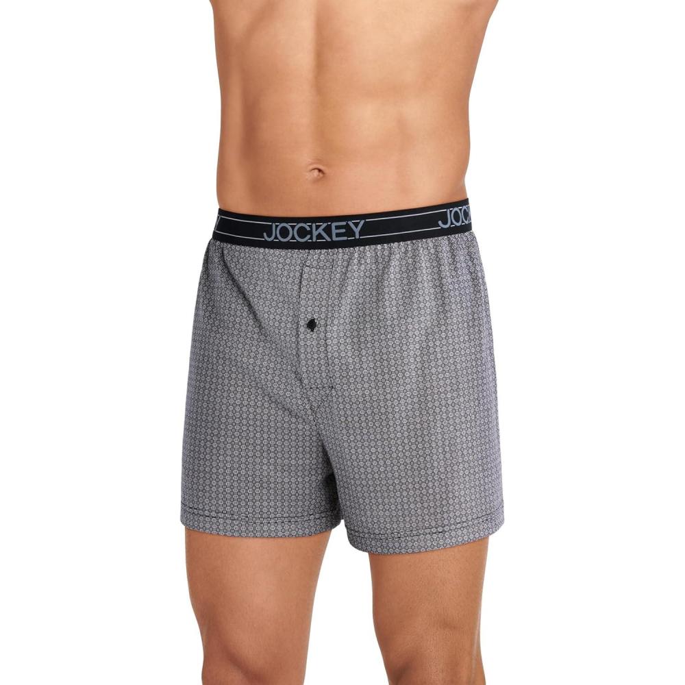 imageJockey Mens Underwear ActiveBlend Knit 5 BoxerSmall Black and White Grid