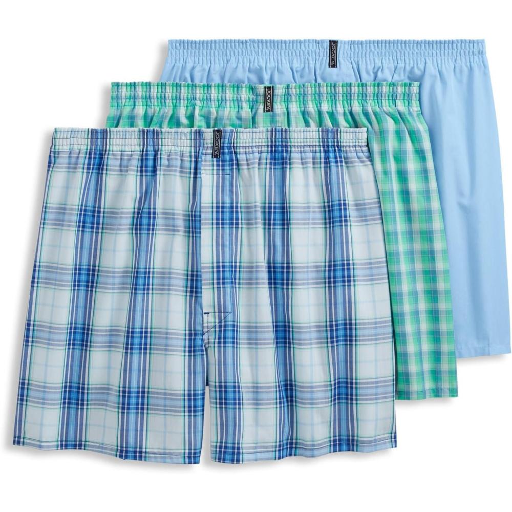 imageJockey Mens Underwear Classics Full Cut 5 Boxer 3 PackLily Pad Oasis