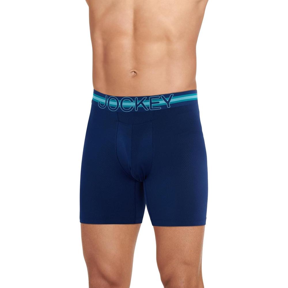 imageJockey Mens Underwear Mens Boxer Briefs With Pouch Sport Stability Microfiber 6 Boxer BriefJust Past Midnight