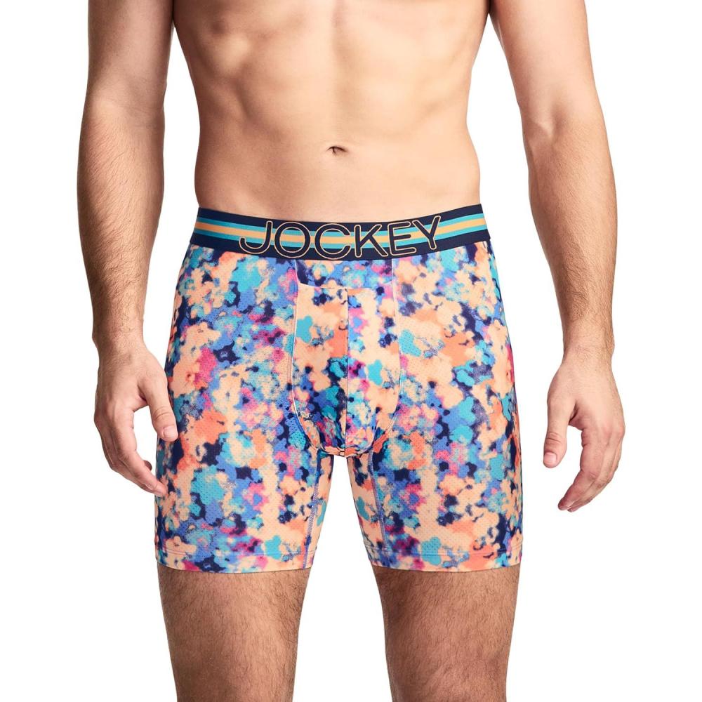 imageJockey Mens Underwear Mens Boxer Briefs With Pouch Sport Stability Microfiber 6 Boxer BriefSport Floral