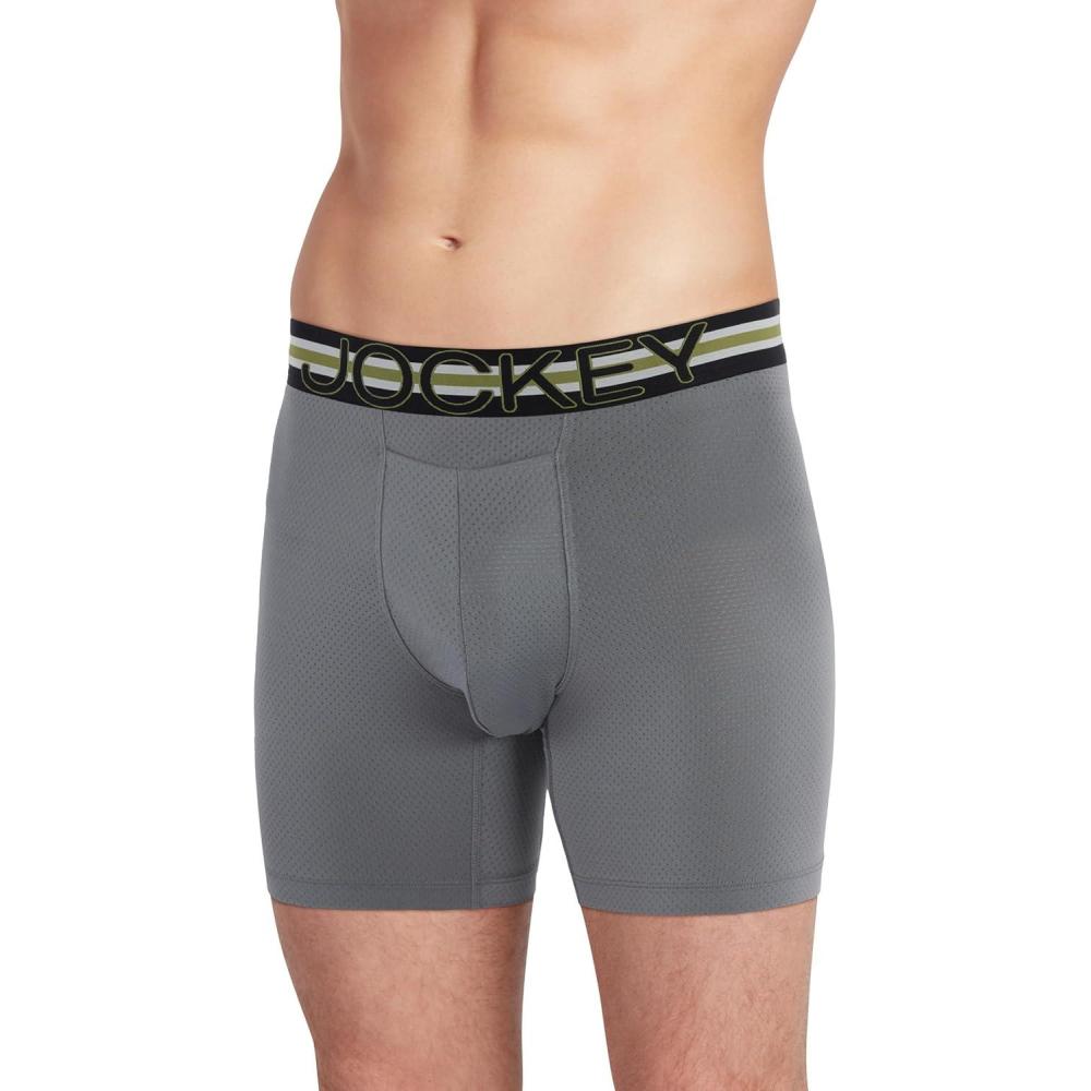 imageJockey Mens Underwear Mens Boxer Briefs With Pouch Sport Stability Microfiber 6 Boxer BriefVulcan
