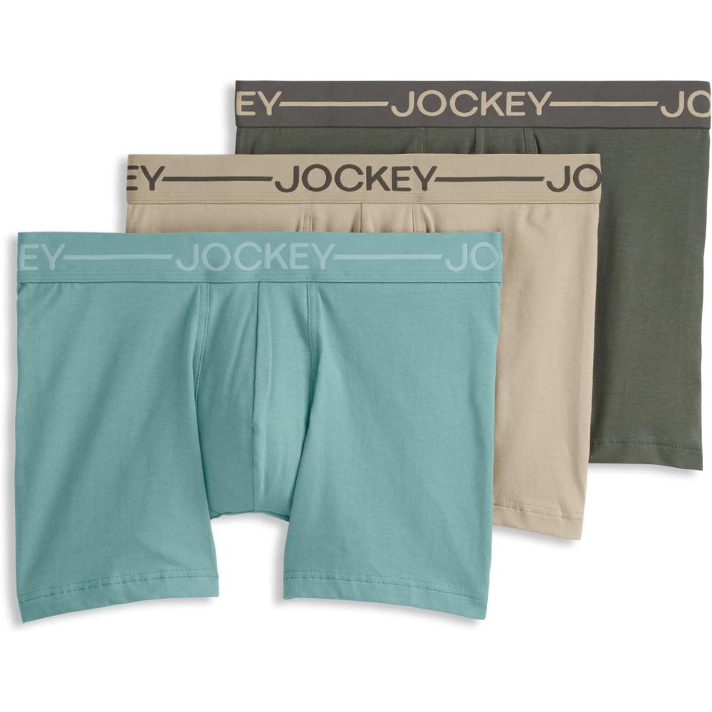 imageJockey Mens Underwear Organic Cotton Stretch 4 Trunk 3 PackRocky BeachAquamarineBrunswick Green
