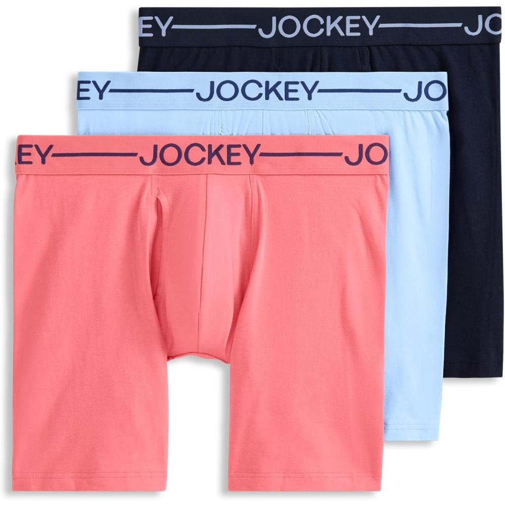 imageJockey Mens Underwear Organic Cotton Stretch 65 Boxer Brief 3 PackSky Bloom