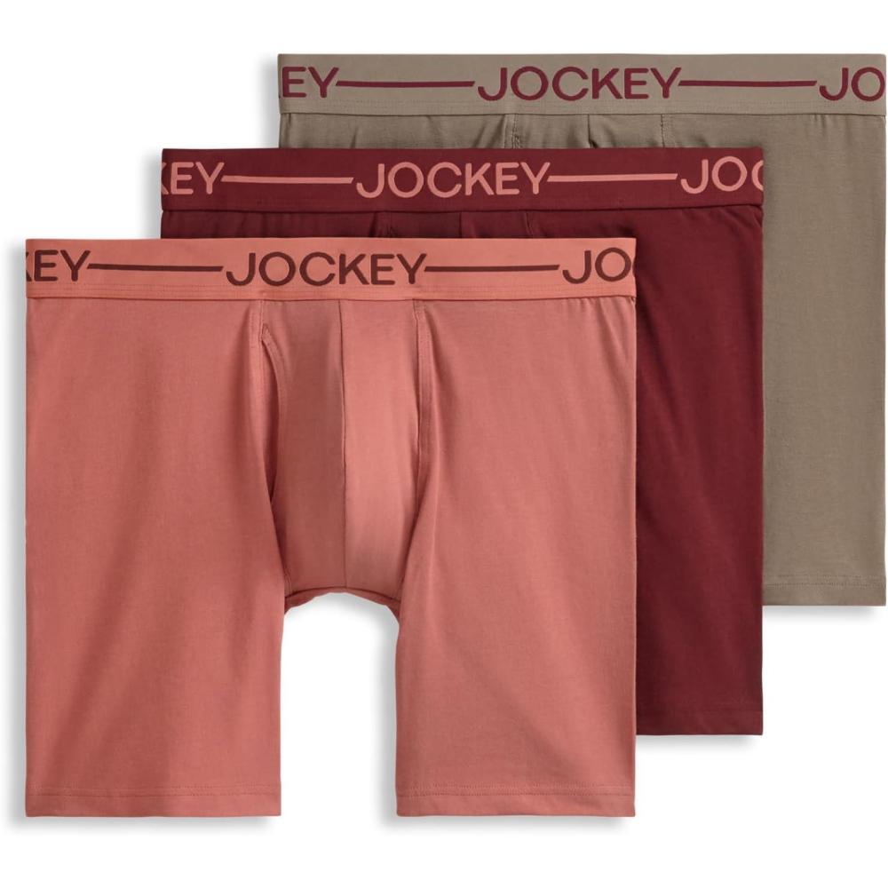 imageJockey Mens Underwear Organic Cotton Stretch 65 Boxer Brief 3 PackTerracotta Bay