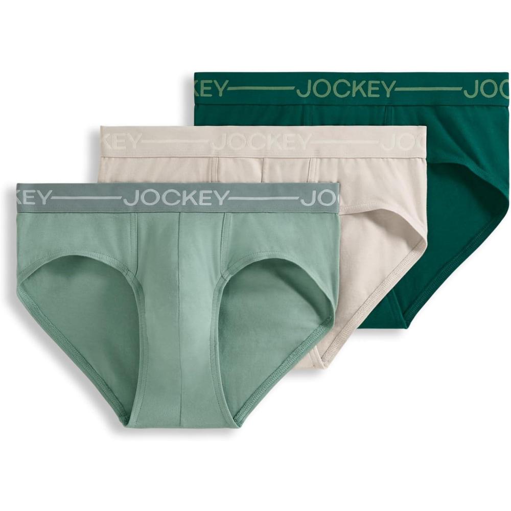 imageJockey Mens Underwear Organic Cotton Stretch Brief 3 PackEvergreen Mist