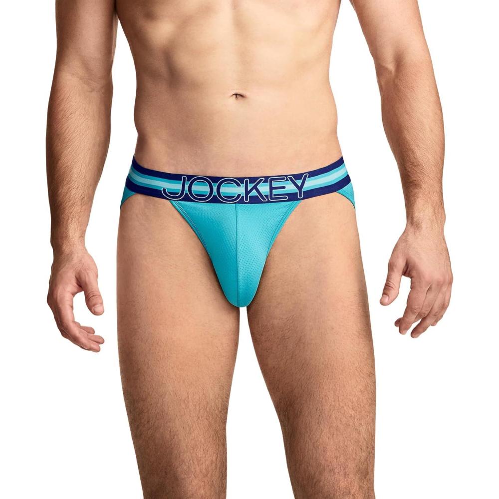 imageJockey Mens Underwear Sport Stability Pouch Microfiber String BikiniOcean Teal