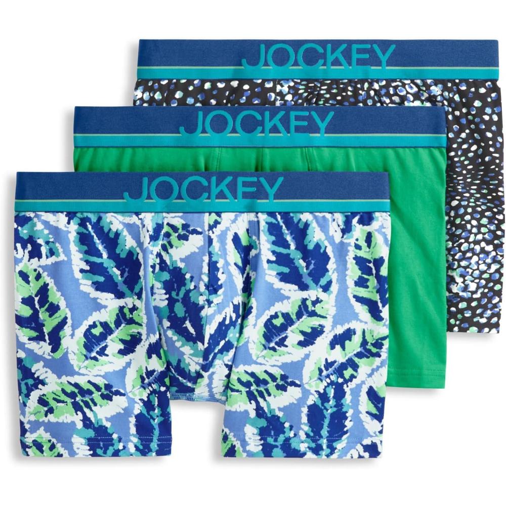 imageJockey Mens Underwear True Style 4 Trunk 3 PackDrawn Leaves