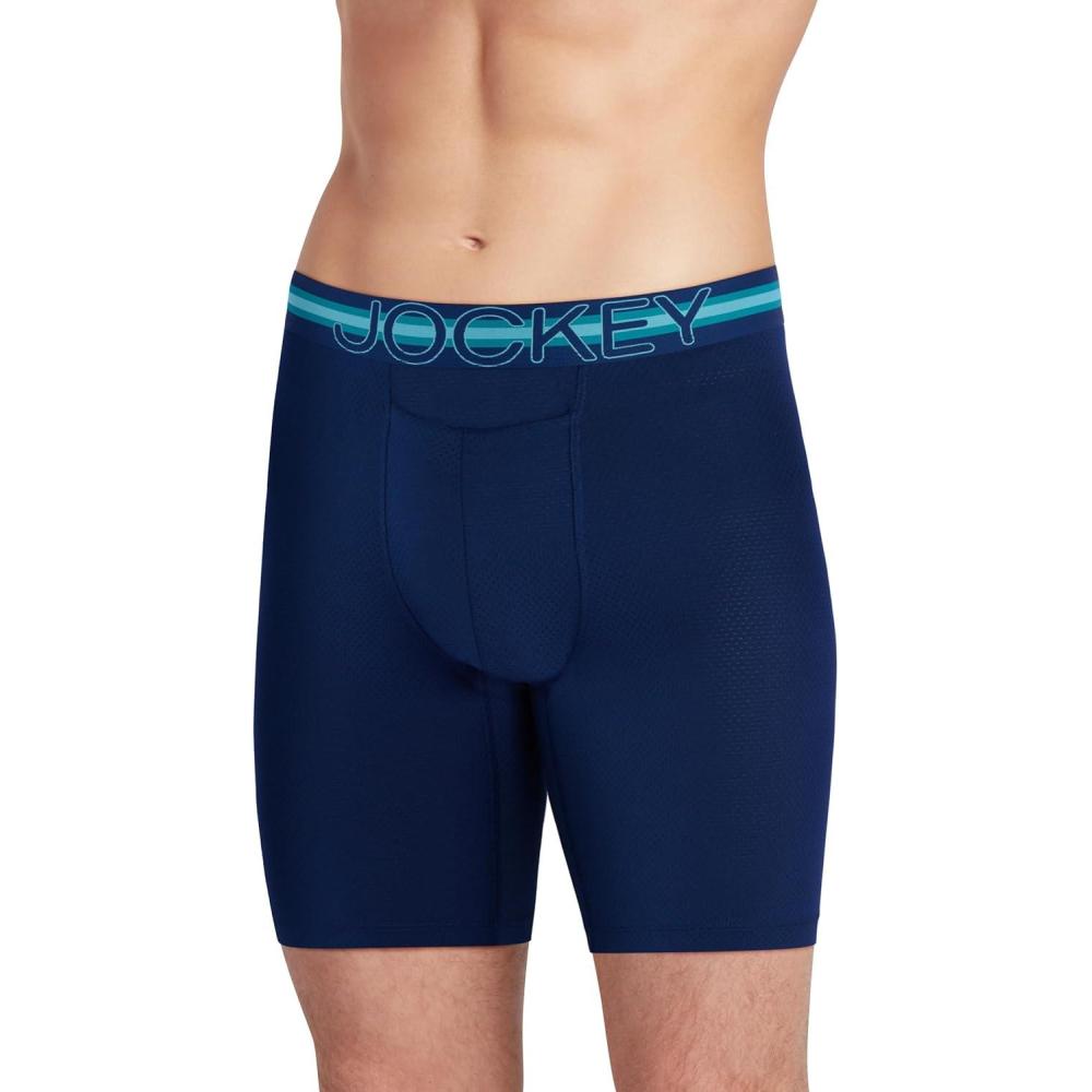 imageJockey Sport Mens Underwear Stability Pouch Microfiber 9 Long Leg Boxer BriefJust Past Midnight