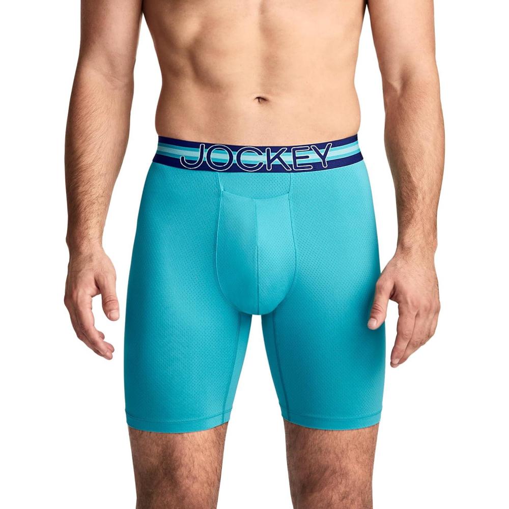 imageJockey Sport Mens Underwear Stability Pouch Microfiber 9 Long Leg Boxer BriefOcean Teal